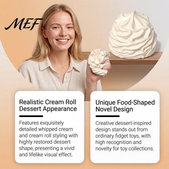 Safe Stress Relief Toy White Cream Squeeze Ball, Palm Kneading Toy, Soft Texture Decompression TPR Ball for Adults Kids, Fidget Anxiety Relaxation