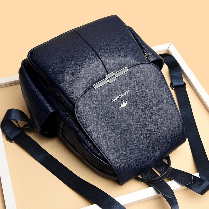 Кожаный рюкзак Женский дорожный рюкзак большой вместимости