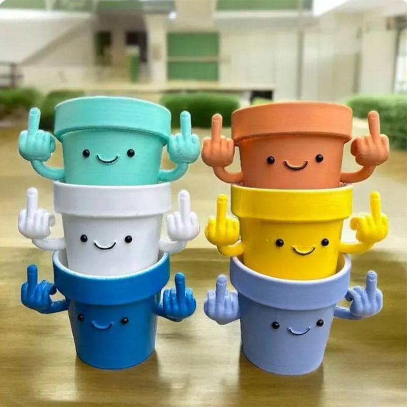 Funny & Unique Middle Finger Plant Pot, Face Smiling Flower Pot, Succulent Planter, Resin Figure Planter Pot For Indoor Outdoor