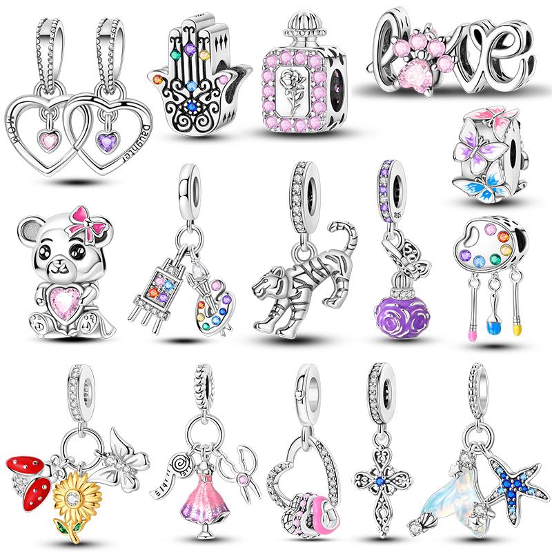 Посеребренные шармы-бусины подходят для оригинальных браслетов-подвесок для изготовления женских украшений