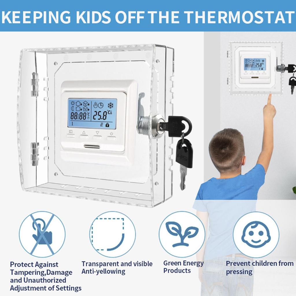 Transparent Thermostat Cover With Lock Acrylic Thermostat Lock Box With Keys Ac Lock Box Cover Thermostat Guard For Home