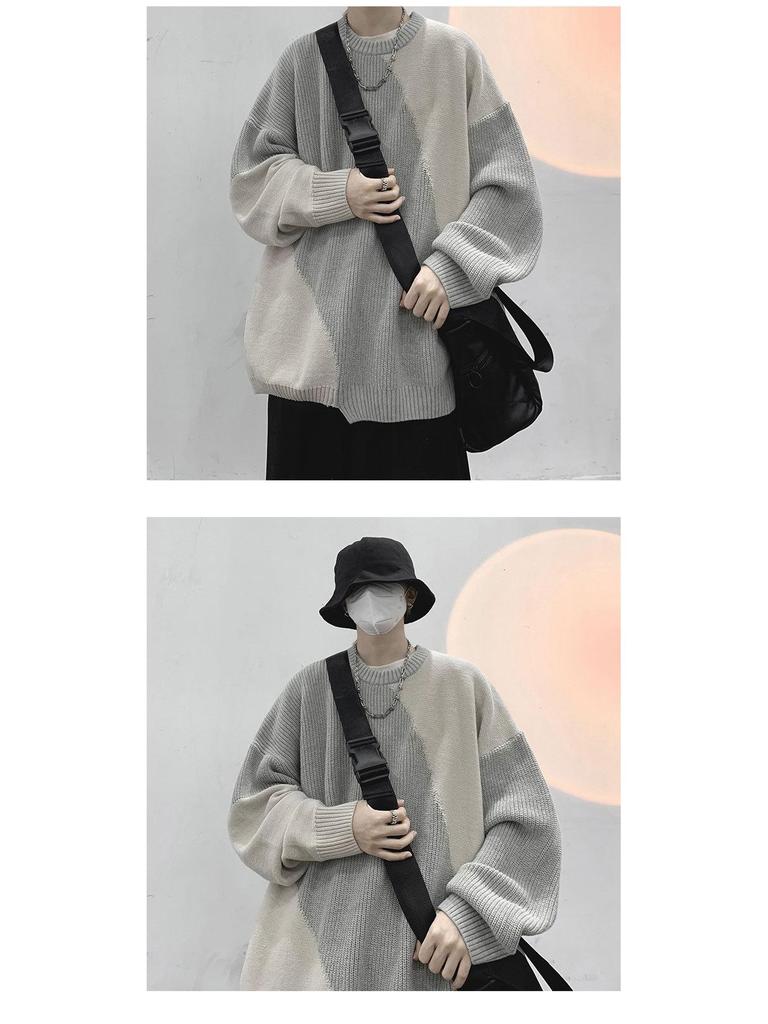 Мужской зимний свитер с круглым вырезом — модный американский бренд, уникальный дизайн с контрастными цветами