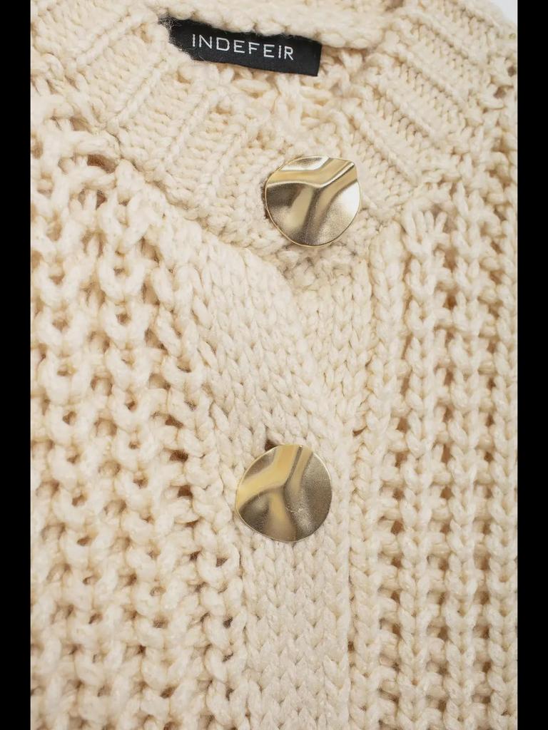 ZA Женский свитер-кардиган крупной вязки с круглым вырезом в европейском и американском стиле 5802113