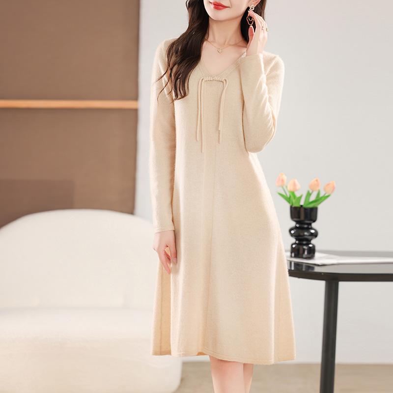 Женское кашемировое платье Qinghe кашемир 30% кашемир 70% шерсть осенне-зимняя кашемировая юбка мягкая и теплая