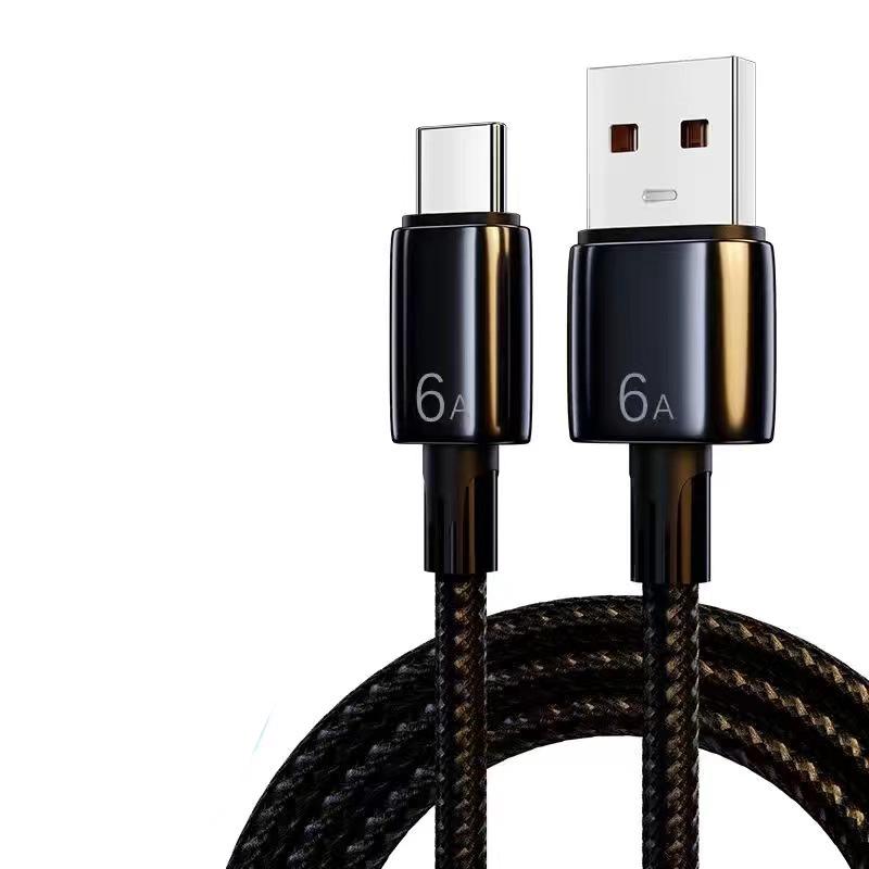 Super Fast Charge 6A Type-C Braided Data Cable for Huawei, Apple, Android - 120W