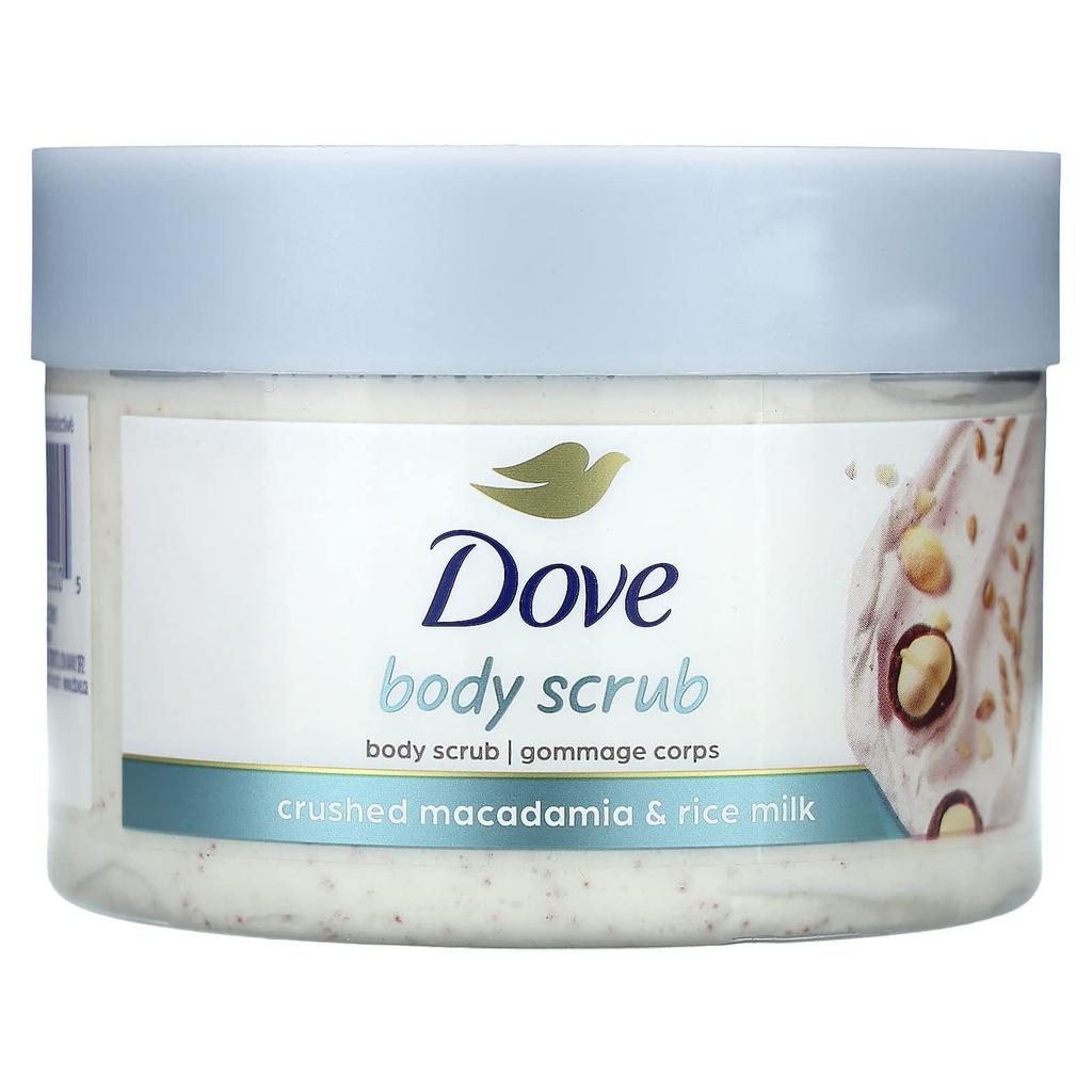 DOVE Exfoliating Body Polish, Crushed Macadamia and Rice Milk, 10.5 Oz (298 G)