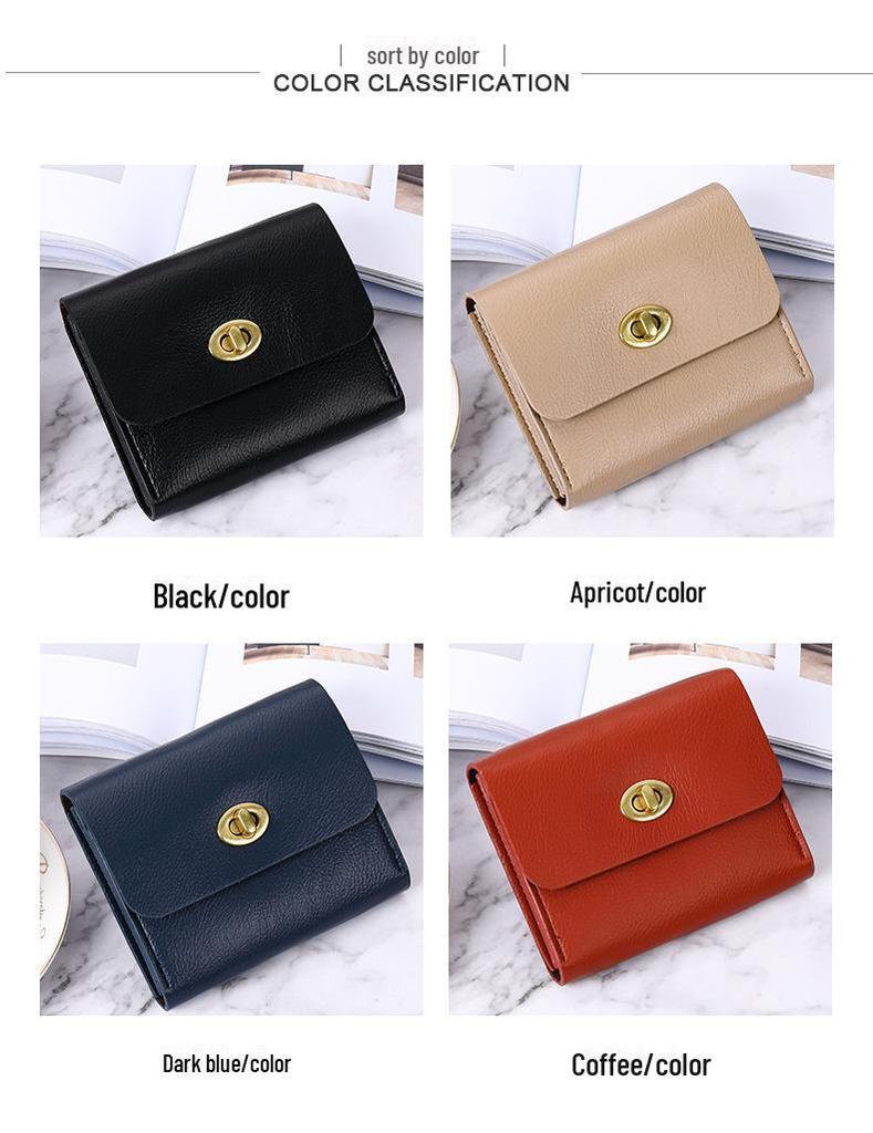 Женский мягкий кожаный кошелек в корейском стиле: Тонкий, однотонный, с пряжкой, отделениями для карточек, зажимом для монет, идеально подходит для студентов.