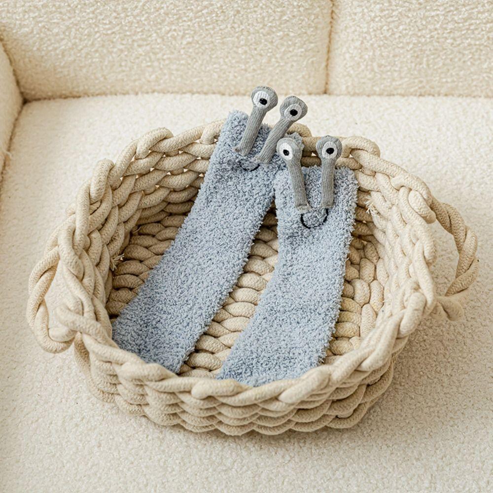 Cartoon Funny Tube Socks 3D Eyes Furry Plush Sock Kawaii Coral Fleece Socks  Girls