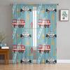Cartoon Fire Truck Gray Sheer Curtains for Bedroom Living Room Decoration Window Curtain for Kitchen Tulle Voile Organza Drapes