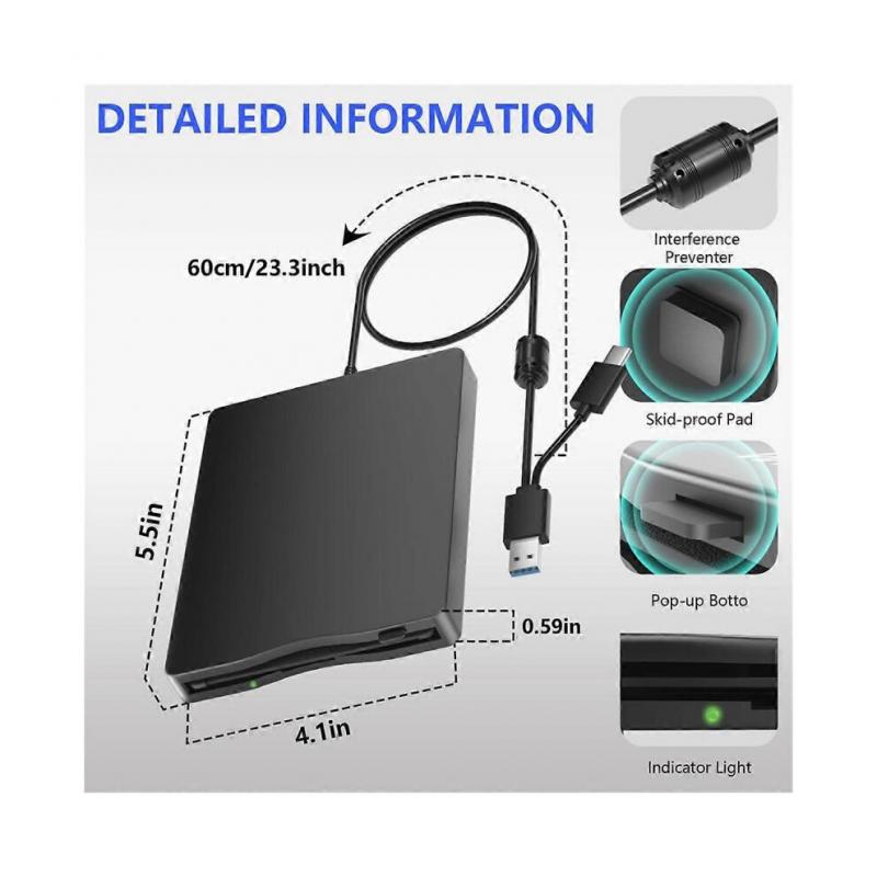 3.5 Inch External Floppy Disk Drive with USB Type-C