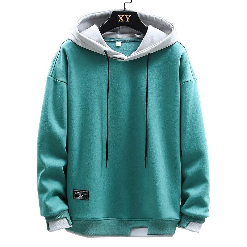 Men S Hooded Fake Two Piece Sweatshirt Japanese Casual Style