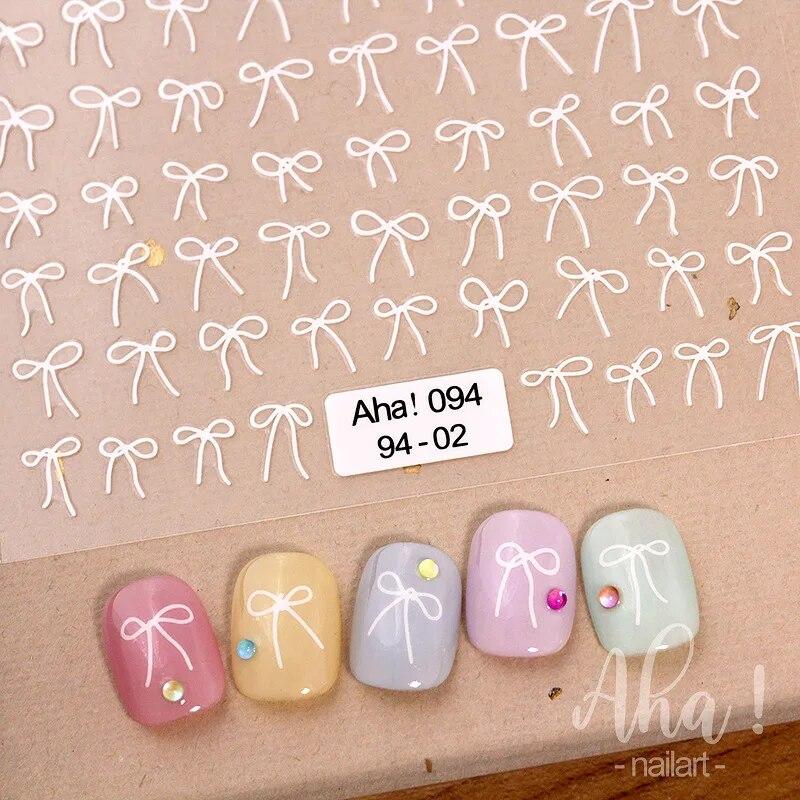 1Pc Bowknot Ribbon Nail Sticker French Bow Decals Self Adhesive Manicure Decorations DIY Cute Nail Accessories