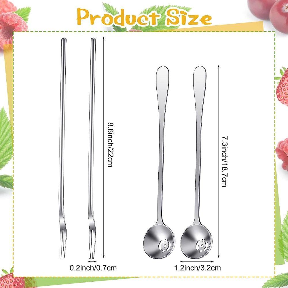 1/4pcs 8.7 Inch Pickle Fork Silver Long Handle Pickle Forks Set Dishwasher Safe Olive Spoon  Kitchen