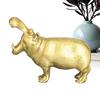 Metal Hippo Statue Miniature Copper Tabletop Ornament Handmade Art Miniature Hippo Models For Home Living Room Bookshelf