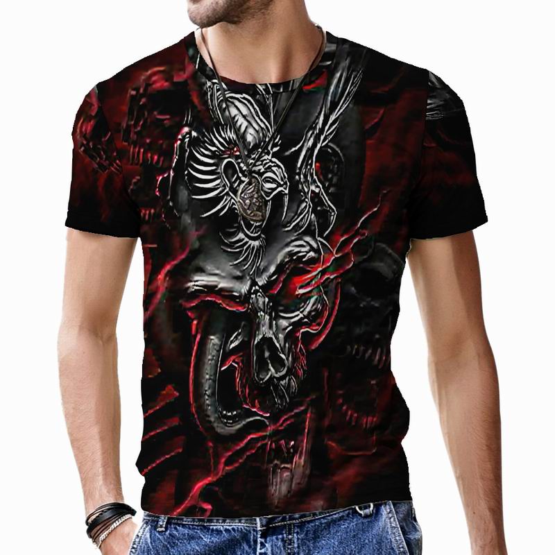 Мужская футболка Terror Skull с коротким рукавом, свободная в стиле хип-хоп, Harajuku, крутая повседневная одежда с 3D принтом, забавные топы большого размера, дышащие мужские