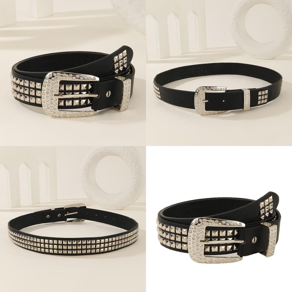 And Rivet Fashion Rhinestone Decoration Women Casual Wide Belt For Daily