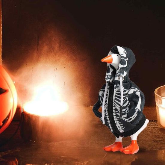 Наряды для настольного гуся Мини толстовки для гуся 7-дюймовый настольный гусь Толстовки с черепом Хэллоуин Сезонное украшение