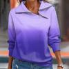Женский осенне-зимний топ с застежкой-молнией, повседневный топ с длинными рукавами градиентного цвета