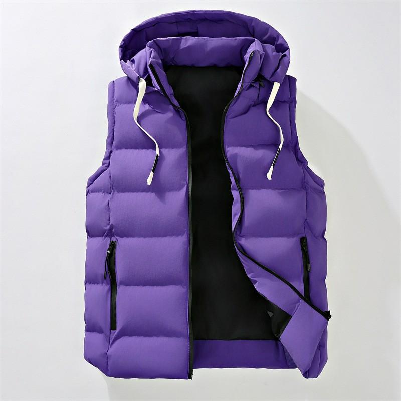 Mens Hooded Vest Winter Loose Thick Warm Sleeveless Jacket Casual Outerwear Young Adults