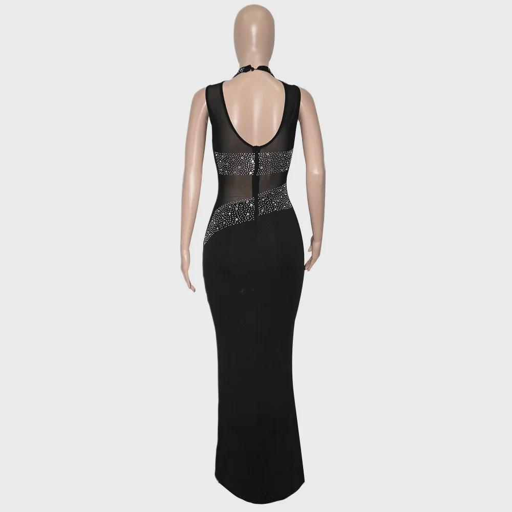 Women's Rhinestone Sleeveless Evening Dress