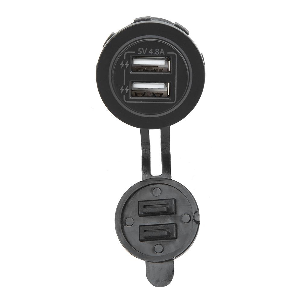 Двойной USB-порт, розетка для зарядки, с кабелем 60 см 23,6 дюйма для автомобиля 12 В 24 В, лодки, квадроцикла, зеленый