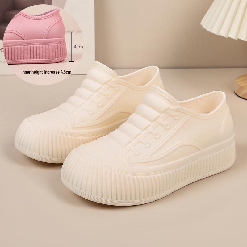 Women's Waterproof Non-Slip Hidden Heel Rain Boots - Fashionable Slip-On Short Tube Shoes