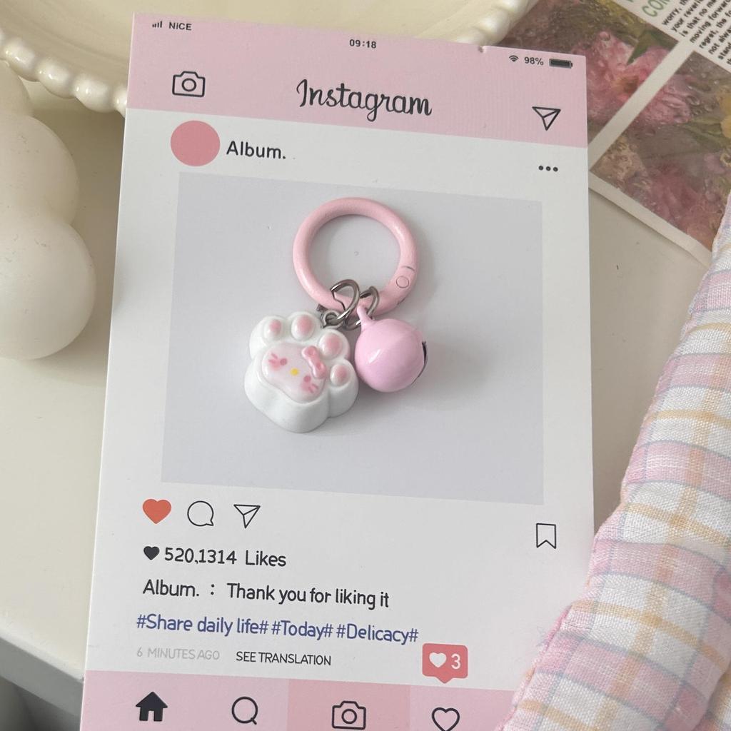 Charming Cartoon Cat Paw Bell Keychain - Cute Schoolbag Pendant & Bestie Gift