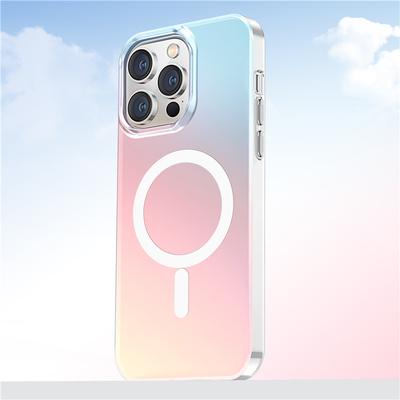 Чехол для iPhone 15 Pro Max, совместимый с MagSafe, с лазерным градиентным эффектом, ТПУ+ПК чехол для телефона