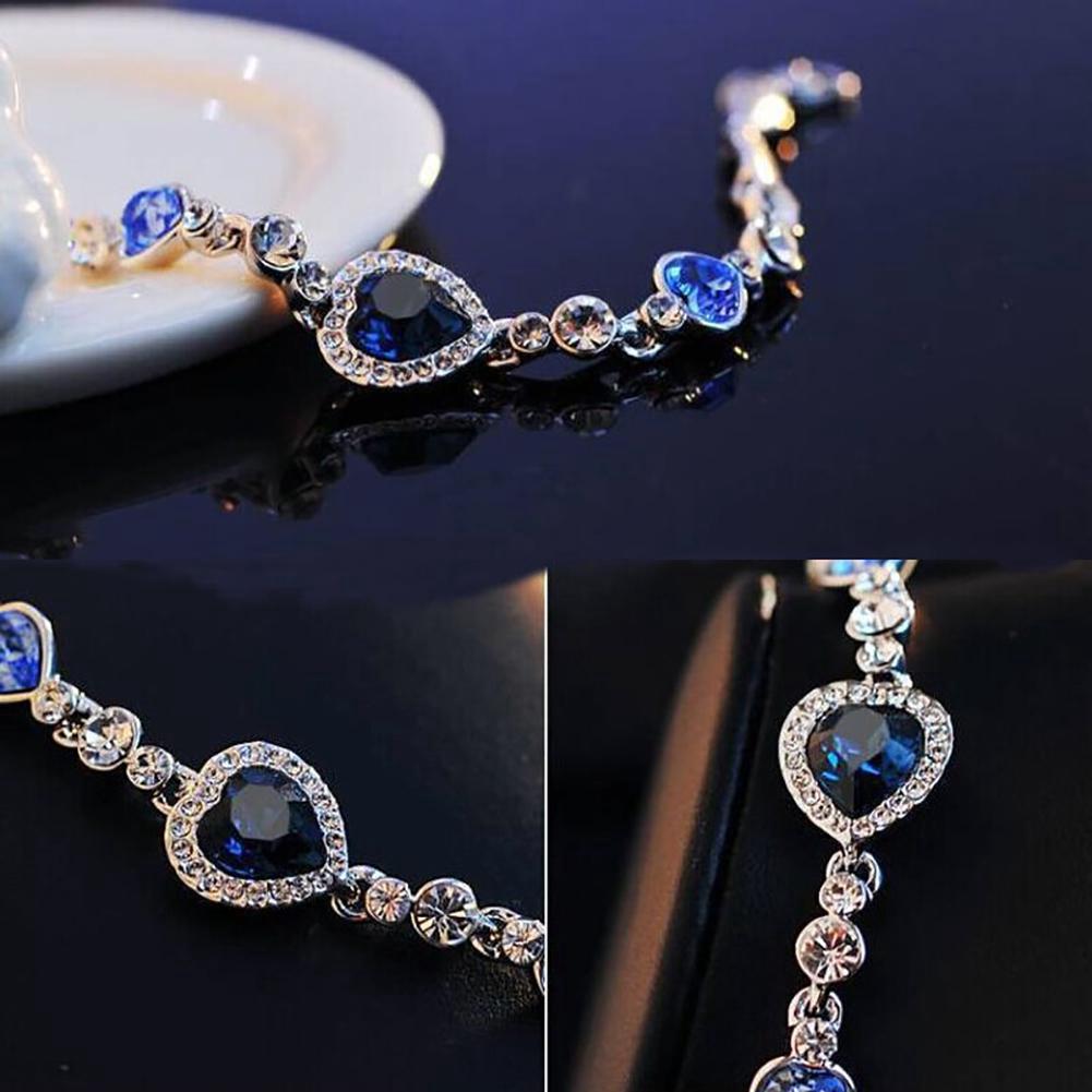 Мода Женщины Девушка Кристалл Сердце Форма Браслет Ювелирные Изделия ARI