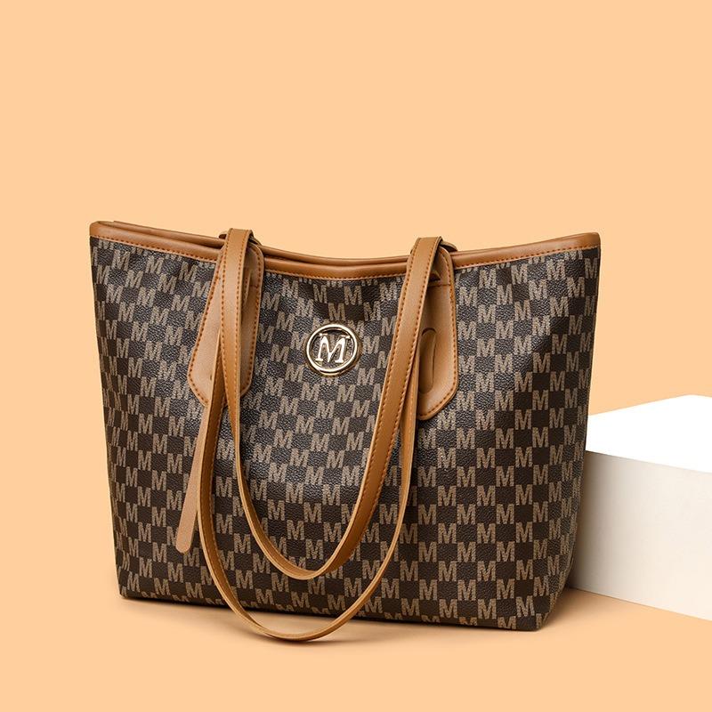 Новая простая модная женская сумка на плечо большой вместимости с ретро-принтом, повседневная универсальная портативная сумка-тоут