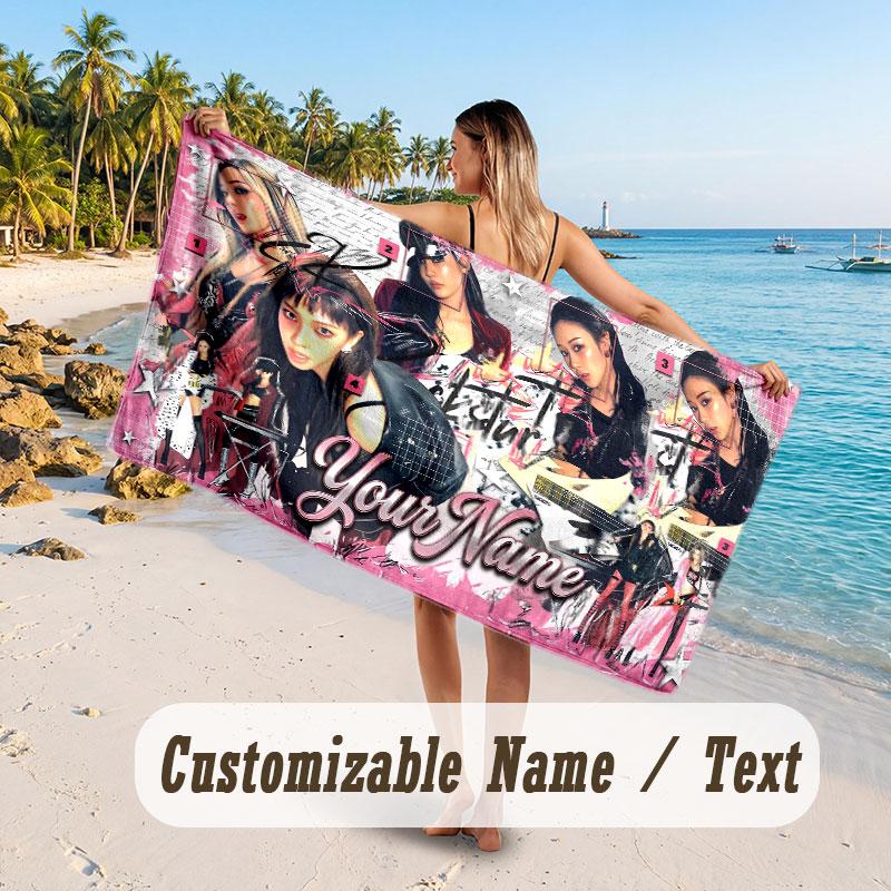 Custom Name Large Beach Towel,aespa Quick Absorbent Towel For Outdoor Travel Poolside