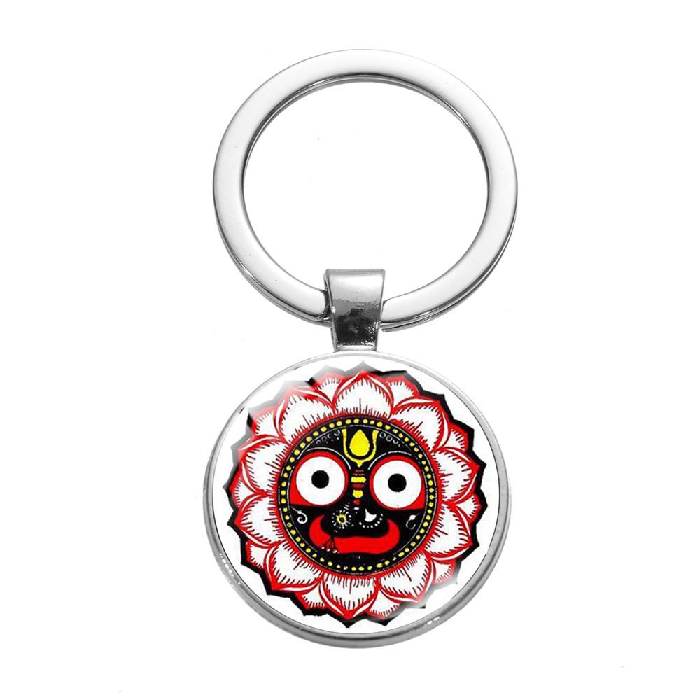 Брелок с изображением Джаганнатха Кришны, брелок с изображением мультфильма для женщин и мужчин, винтажный брелок с изображением лотоса, стекло, кабошон, религиозные украшения