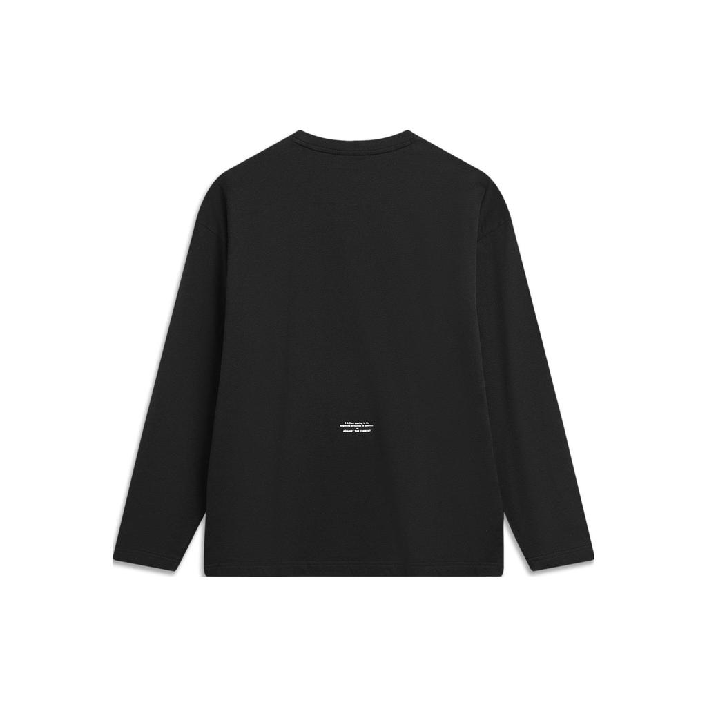 Футболка Li Ning CF Series с логотипом, круглым вырезом и длинным рукавом, мужские топы, черная ATLT119-2