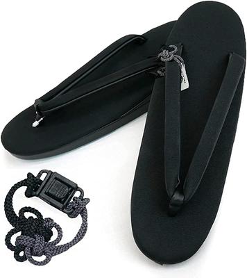 Сандалии из ткани для с ремешками черного цвета с размером SML LL [Kyoto Usagido] траур, траур, клипса, zb-0300, черный, ткань, коробка, (S)