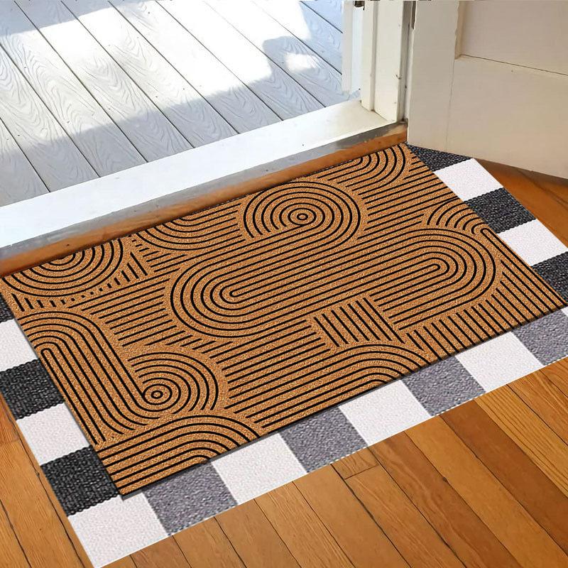 Grip Welcome Doormat Outdoor Imitation Coir Floor Mat TPR Backing UV Printed Mud Scraping Foot Mat Rubbing Entrance Door Mat