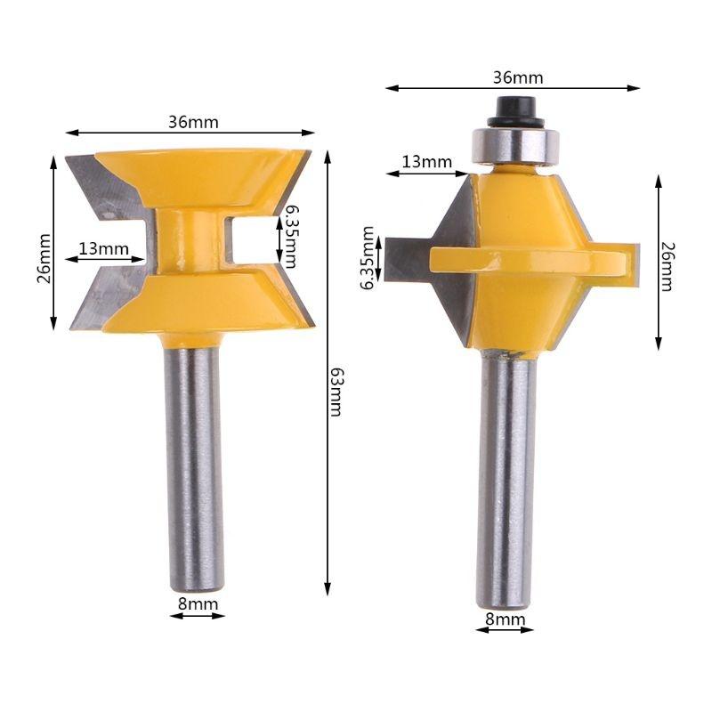 2Pcs 8mm Shank 1/2 Handle Router Bit Set 120 Degrees Groove Chisel Woodworking Cutting Tool