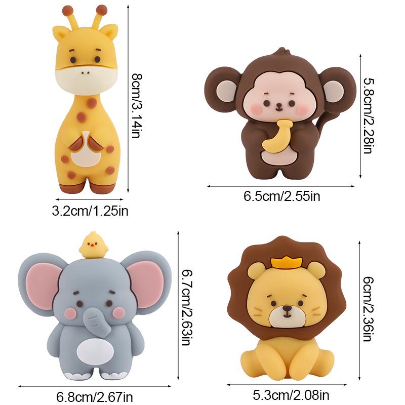 Топпер для торта на день рождения 'Животные джунглей', Лесные животные, Лев, Жираф, Детская вечеринка 'Дикий', Украшения для торта на день рождения, Принадлежности для украшения торта на вечеринку 'Baby Shower'