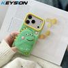 KEYSION Милый мультяшный 3D Забавный Динозавр Чехол для Телефона для iPhone 13 14 15 16 17 Pro Max Мягкий Силикон Подставка Ударопрочный Чехол