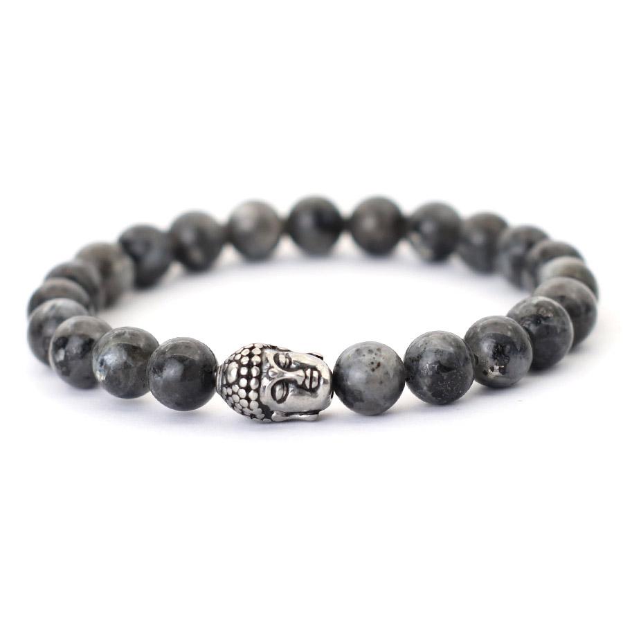 New One Buddha One Demon Beaded Men Bracelet Unfading Not Allergic Stainless Steel Natural Stone Braslet Homme Meditation Joias
