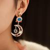 Light Luxury Star Pendant Earrings Ear Jewelry Moon Stud Earrings Vintage Earrings Women  Female