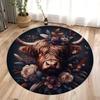 Круглый ковер с узором шотландского высокогорного скота для детской комнаты, круглый ковер для гостиной, спальни, домашнего декора, коврик для зоны компьютерного кресла