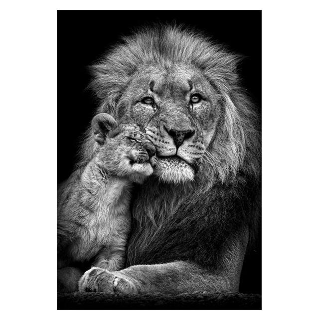 Animals Black And White Lions Love Family Prints Poster Canvas Painting Modern Wall Art Pictures Living Room Bedroom Home Decor