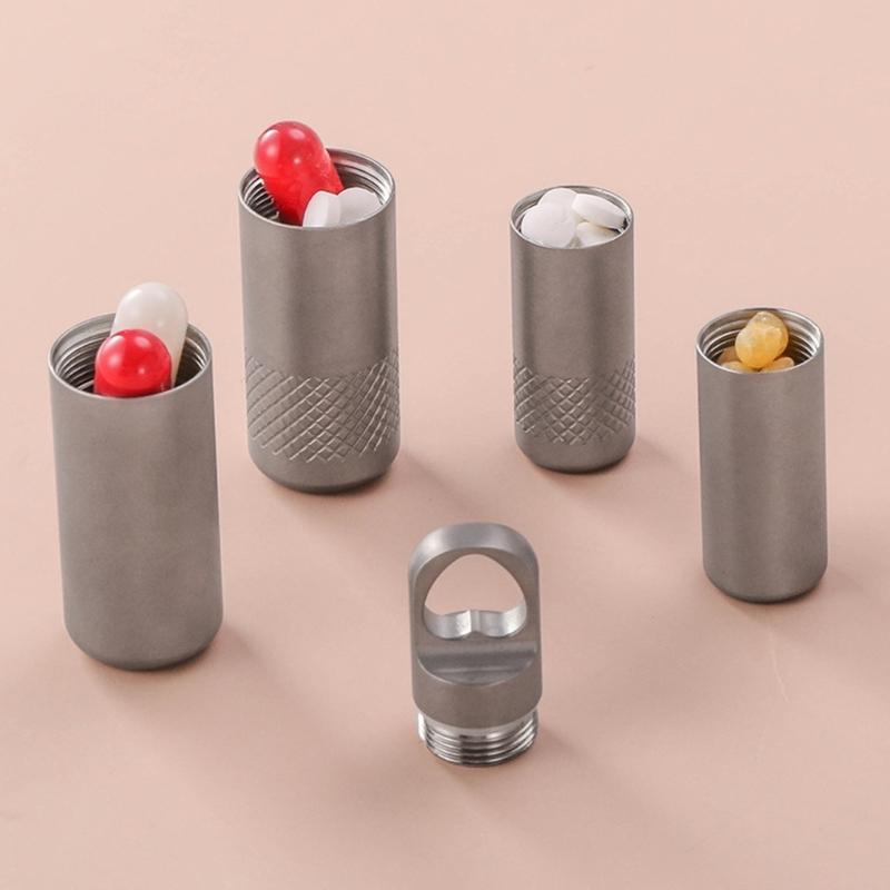 Waterproofs Medicine Box Case Keychains Holder Pills Box Case Titaniums Pills Container Bottles Pills Container