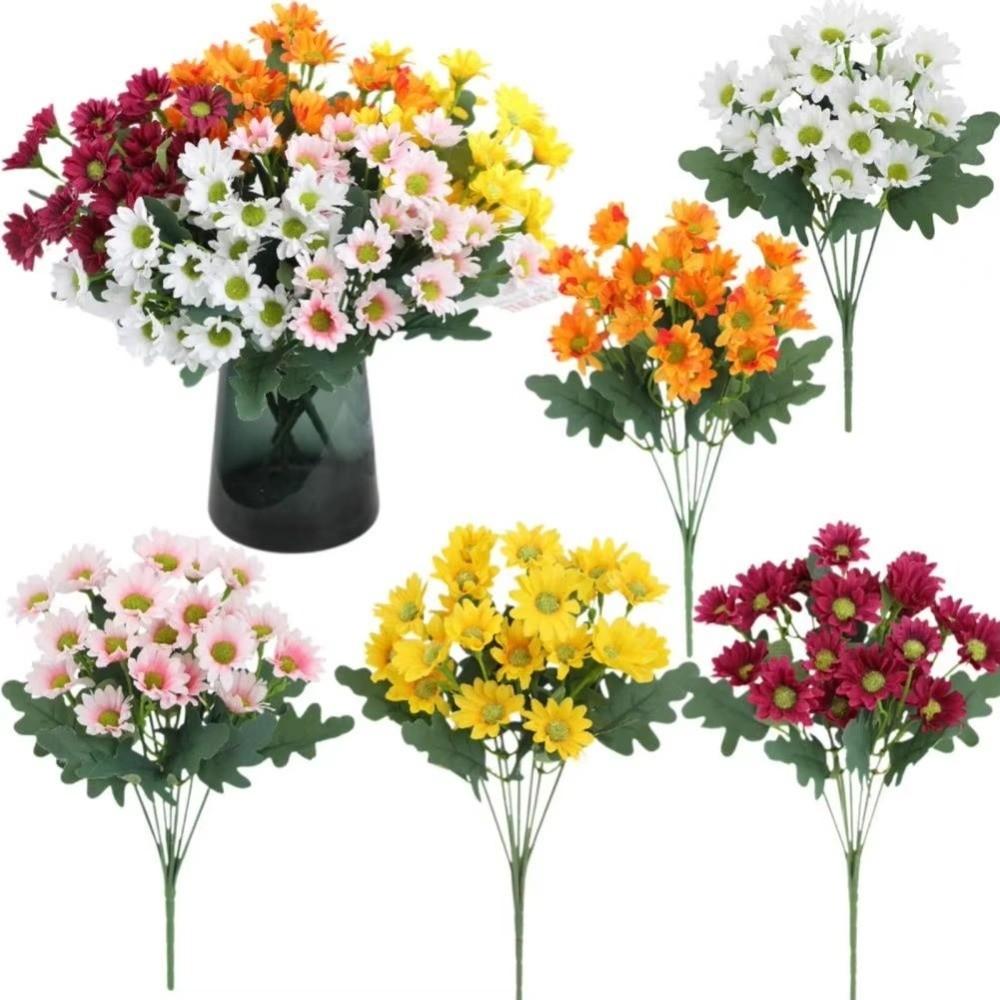 Multicolor Artificial Outdoor Sunset Mums Flowers 21 Heads Simulated Flower for Wedding Decoration