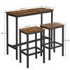 Dining Table Set, Bar Table And Stools, Breakfast Bar Table With Bar Stools Set Of 2 Pieces, Industrial Steel