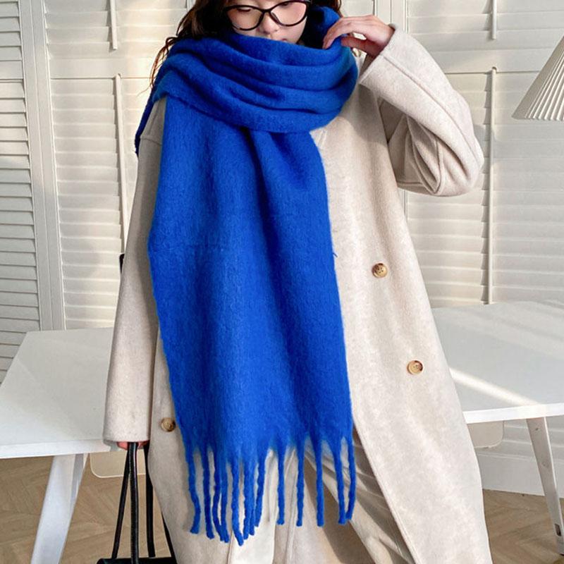 Thickened Warm Cold-proof White Shawl Scarf Women's Autumn Winter Warm Long Tassels Scarf