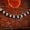 Classroom Garden Party Wall Hangings 10FT Halloween Garland, Spooky Skull Pumpkin Spider Hanging Paper Bunting Easy Assembly Holiday Banners