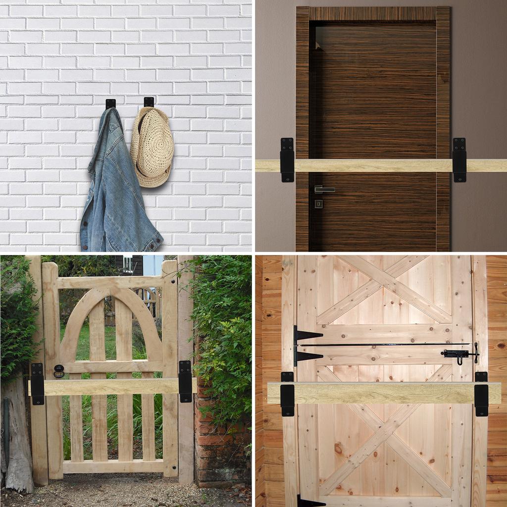 4PCS Door Barricade Brackets Drop Open Bar Holder 2x4 Bar Brackets Prevent Unauthorized Entry For Home Security Door Lock