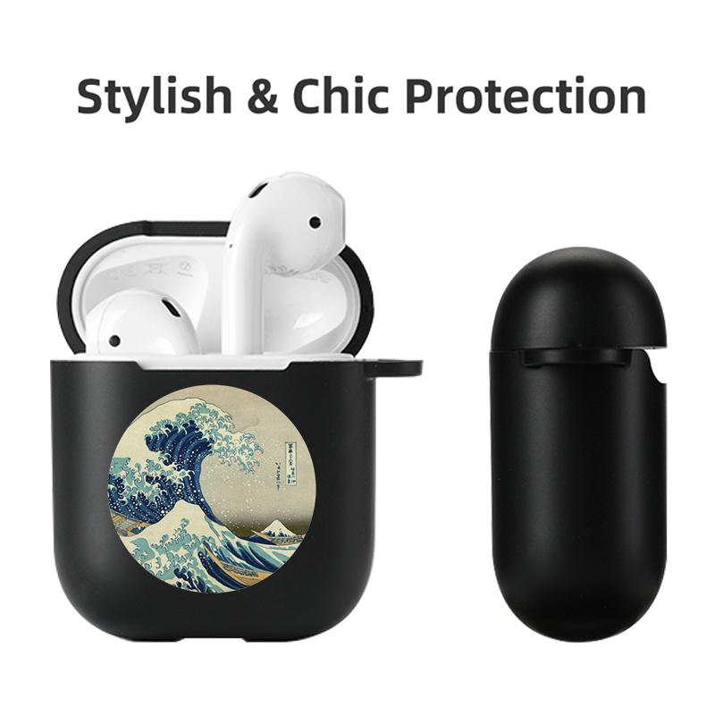Мягкий черный силиконовый чехол для Apple Airpods Pro 3 2 1 The Great Wave of Kanagawa Bluetooth, беспроводные чехлы для наушников Airpod Cover