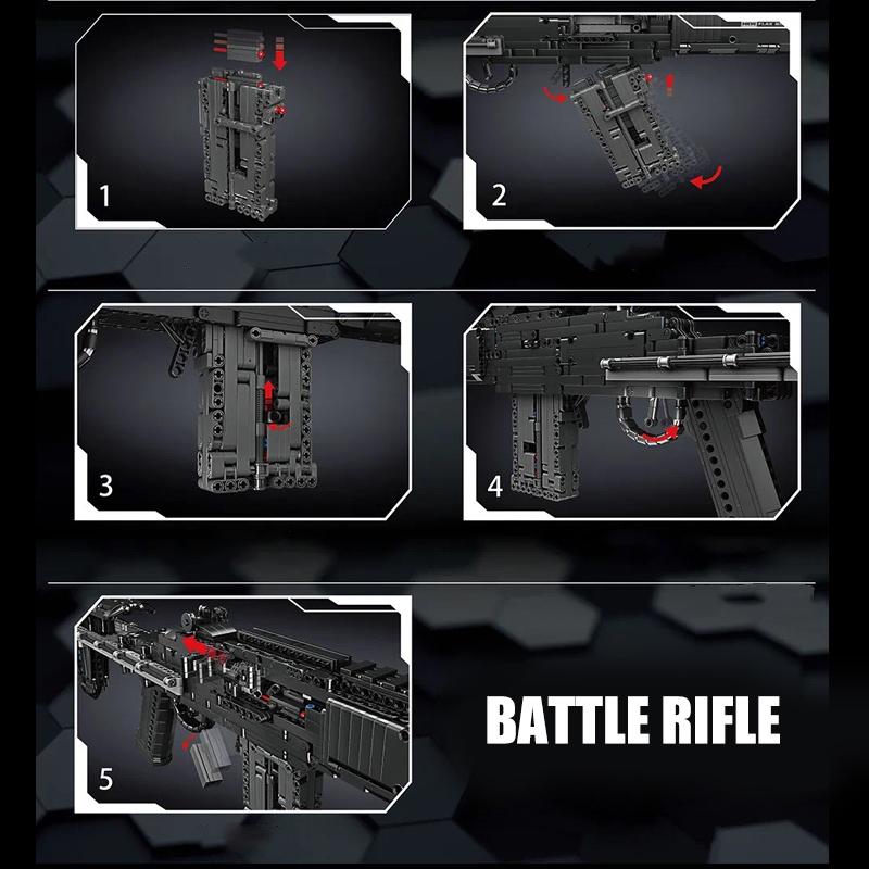MOULD KING 14026 Техническая боевая винтовка MK14, модель пистолета, строительные блоки, военное оружие, кирпичи, набор игрушек для детей, подарки